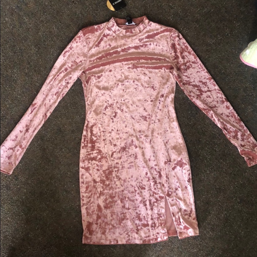 Pink Velvet long sleeve bodycon dress